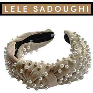 Lele Sadoughi • Embellished Velvet Knot Headband • Desert Tan
